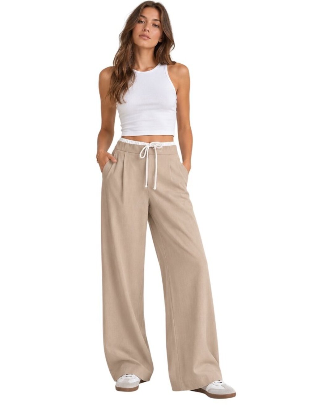 Zara Wide-Leg Trousers withDouble Waistband Size S